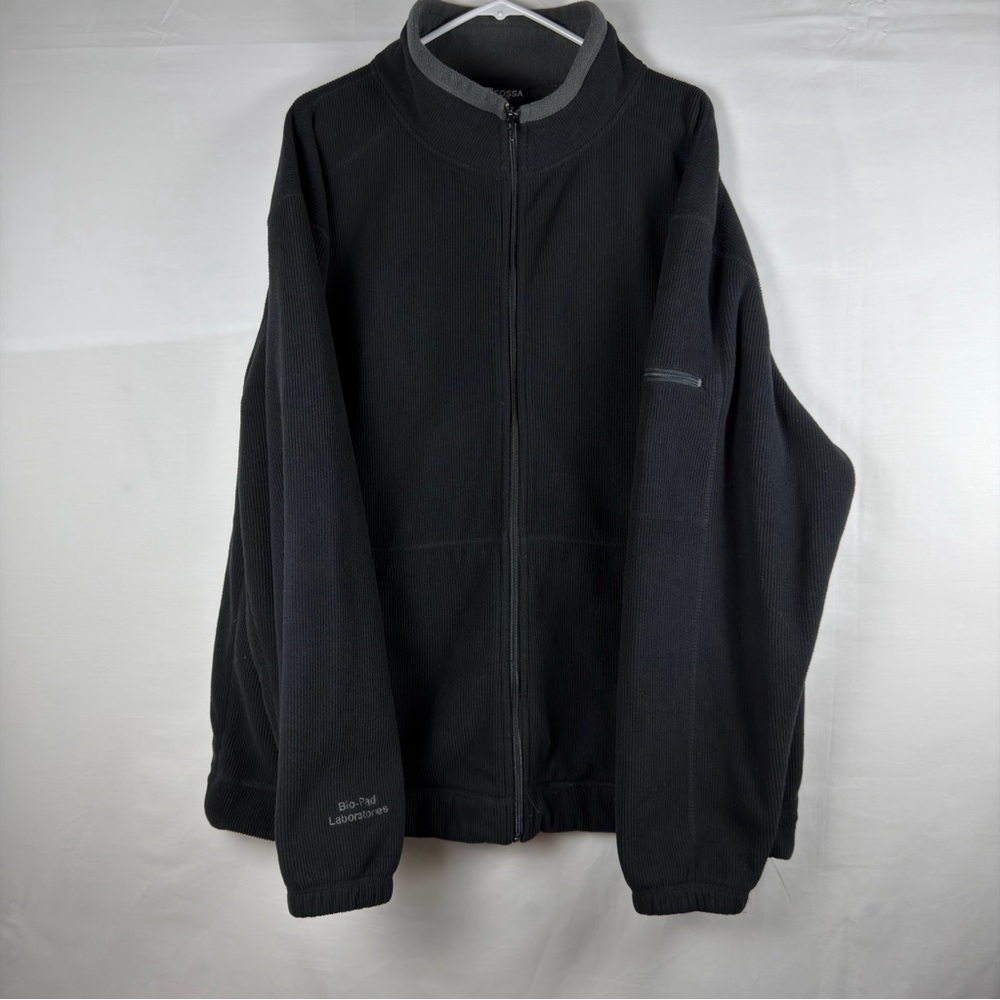 Fossa Mens Size 2XLarge black full Zip Up Fleece Jacket Company Logo